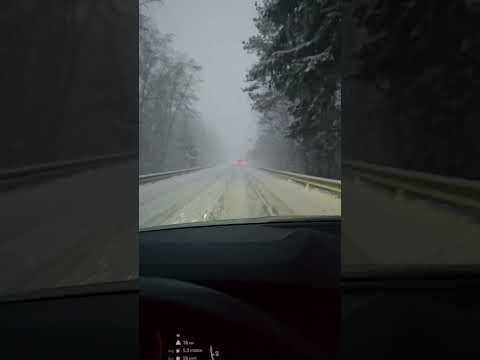 Snowy road to Vilnius Europe #shorts