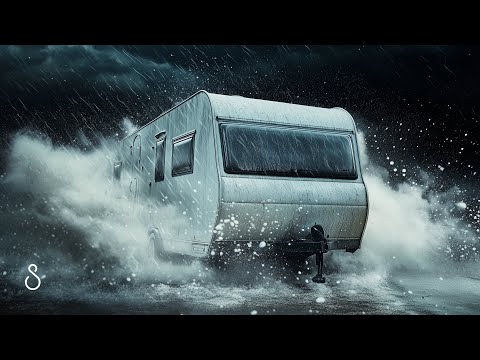 Intense Storm Hitting Vintage Caravan At Night 🌧️⚡Heavy Rain, Windy Sleet & Thunder Sounds For Sleep