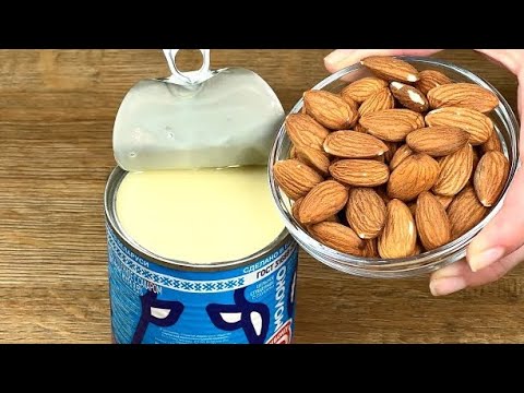 Mix condensed milk with almonds! You will be surprised! Quick no-bake recipe!