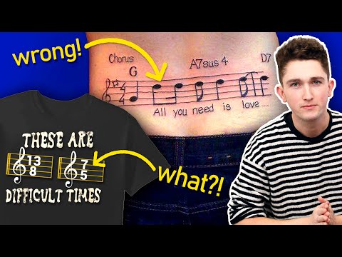 Reviewing bad music notation tattoos and products