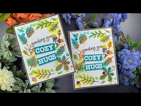 Stencilled Faux Messy Watercolor Cards w SSS Nov Card Kit