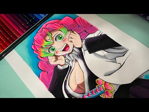 HOW TO DRAW ✨MITSURI KANROJI THE LOVE HASHIRA💗 ✨ FROM DEMON SLAYER [KIMETSU NO YAIBA]🔥‼️