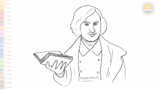 Nikolai Gogol drawing easy 01 | Art tutorial | How to draw Nikolai Gogol step by step | #artjanag