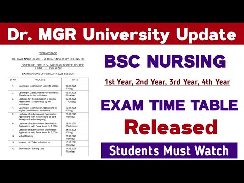 Exam Time Table Released - Bsc Nursing 1st Year - Final Year Students 👌🏻