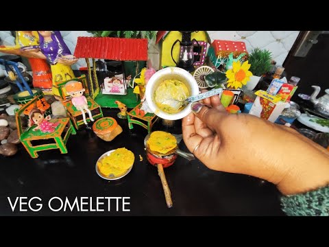 Eggless 🥦🥕🌽Veg Omelette Miniature Recipes|बिना अन्डे का औमलेट|Tiny Cooking, #vegomeletterecipe