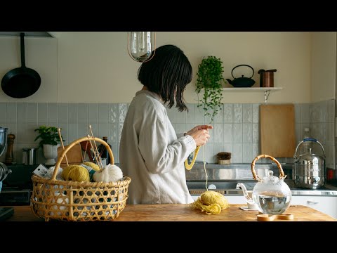 [homebody] Vlog of a midwinter day spent alone ⛄️🍵 | Radish gratin | Trying knitting again🧶