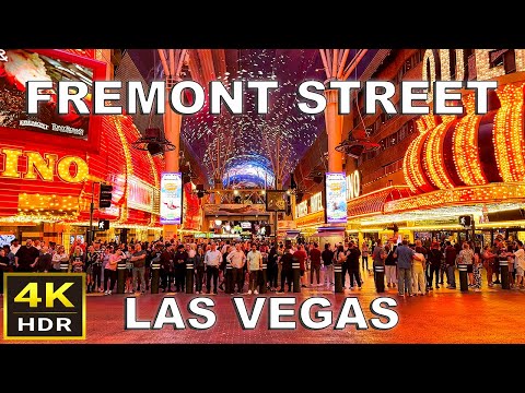 [4K HDR] Fremont Street Las Vegas Walking Tour | April 2024