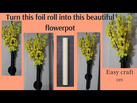 aluminiumfoil roll reuse idea |best out of waste|homedecoration |flowerpot#flowerpot #bestoutofwaste