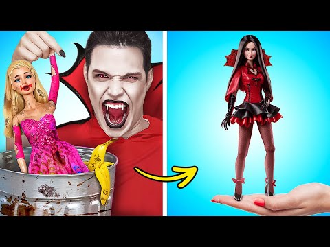 Barbie Lost her Shoes! How to Become Vampire! From Barbie Doll to Vampire Doll Makeover!