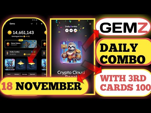 gemz daily combo today 18 November  | gemz daily combo unlock kaise kare 18 november | gemz daily