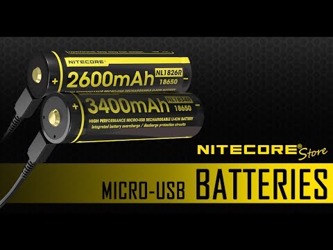 Nitecore Micro-USB Rechargeable 18650 Batteries, NL1826R, NL1834R for High Drain