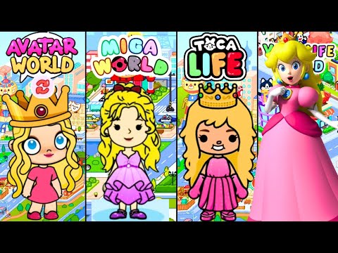 PRINCESA PEACH / SUPER MÁRIO  / in the versions TOCA LIFE , AVATAR WORLD, MIGA WORLD E YOYA WORLD