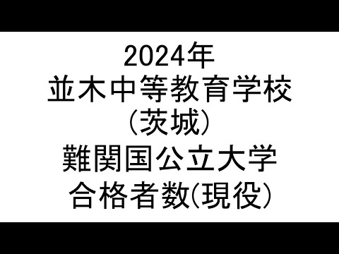 並木中等教育学校(茨城) 2024年難関国公立大学合格者数(現役)