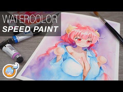 Watercolor Anime Speed Painting | Ilulu Kobayashi Dragon Maid