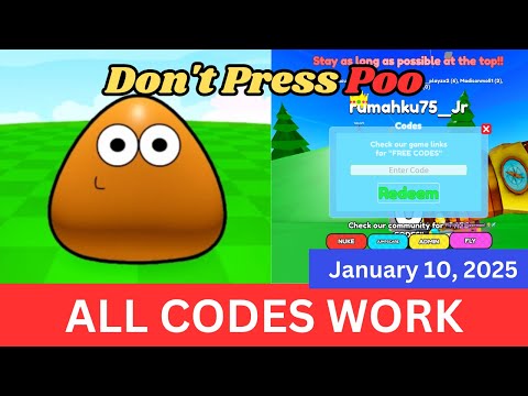 *ALL Codes Work* Don't Press Poo ROBLOX, January 10, 2025