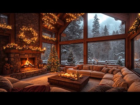 Warm Christmas Ambience 🎄 Instrumental Christmas Jazz Music 2025 & Cozy Crackling Fireplace Sounds 🔥