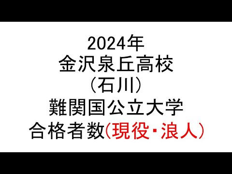 金沢泉丘高校(石川) 2024年難関国公立大学合格者数(現役・浪人)