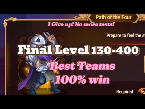 Best Path of Four 130 to 400 Teams 100% Win Hero Wars: Dominion Era