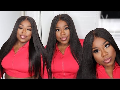 THE MOST NATURAL LOOKING YAKI STRAIGHT CLOSURE WIG TUTORIAL | CUT LACE & BLEACHED