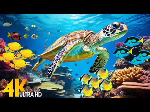 Ocean 4K - Sea Animals for Relaxation, Beautiful Coral Reef Fish in Aquarium(4K Video Ultra HD) #135