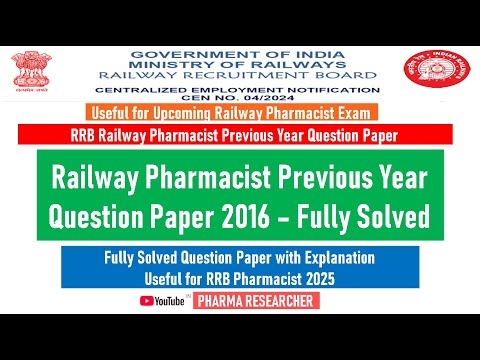 Railway Pharmacist previous year question paper 2016 II Preparation strategy