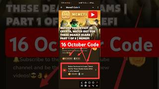 16th October Memefi Youtube Code | before you invest in crypto #memefivideocode #memeficode