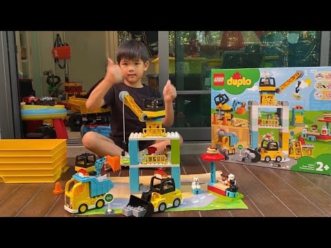 เฮียติน ต่อ LEGO Duplo ชุดเลโก้ก่อสร้าง แมคโคร รถตัก รถขนหิน รถเครน | familytchannel |