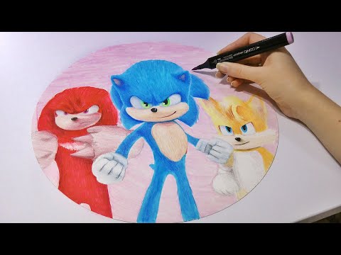 Drawing Sonic, Knuckles and Tails from Sonic Movie 2 (2022)