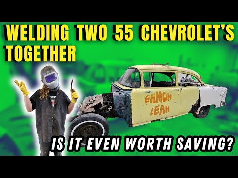 Two 55 Chevrolet's Get Welded Together- Two Door In The Front, Four Door In The Back!