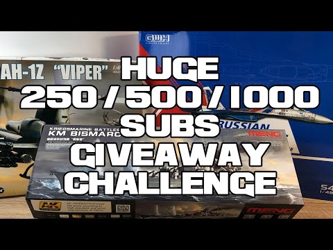 Crazy 250/500/1000 subscribers giveaway challenge! Win nice model kits on my channel!