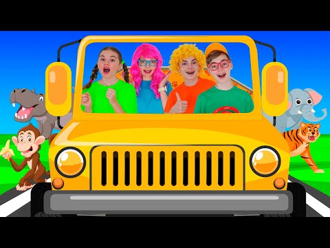 Wheels on the Bus 🐘🐒🐊 at the Zoo - Children's Songs | Nursery Rhymes