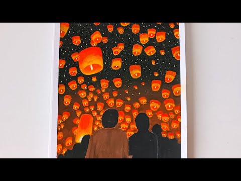 Sky Lanterns Acrylic Painting