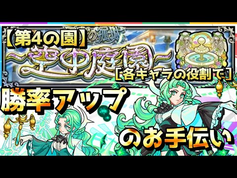 【モンスト】天魔の孤城～空中庭園～［第4の園］各キャラの役割で勝率アップのお手伝い『各キャラのキラーを活かして5のポイントで攻めてゆく』