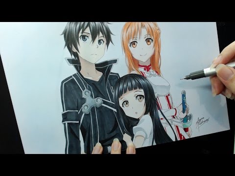 Speed Drawing - Kirito, Asuna and Yui (Sword Art Online)