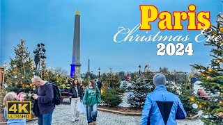 Paris, France 🇫🇷 -  Paris Christmas Eve 2024 - 4K HDR Walking Tour | Paris 4K | A Walk In Paris