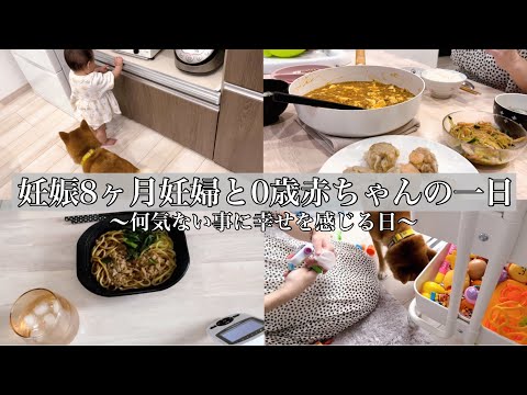 【妊娠後期ママと0歳赤ちゃん】朝起きてから寝るまで｜夜ご飯作り｜赤ちゃん×柴犬