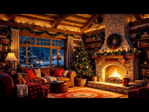 Cozy Christmas Porch Ambience 🎄 Christmas Jazz & Fireplace Sounds for a Relaxing Winter Evening 🔥