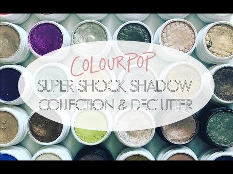 COLOURPOP SUPER SHOCK SHADOW COLLECTION & DECLUTTER!!!  SWATCHING EVERY SHADE | MAKEUPMOLLY