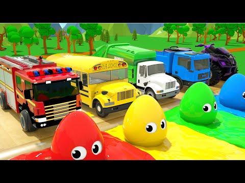 Wheels On the Bus + Bingo Song - School bus and colorful slide - Baby Nursery Rhymes & Kids Songs