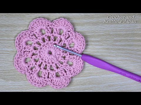 かぎ針編み花モチーフの編み方 Crochet Flower Motif ☆Crochet and Knitting Japan クロッシェジャパン☆