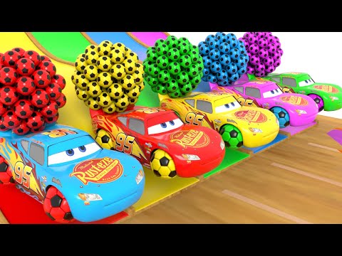 Wheels On the Bus Song - The Cars Colors & Soccer Ball Playing - Baby Nursery Rhymes & Kids Songs