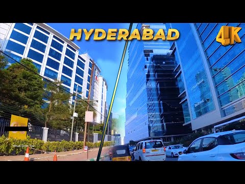 Hyderabad City Tour  || Q City Phoenix Wipro Microsoft , Gachibowli circle || INDIA - 4k Drive