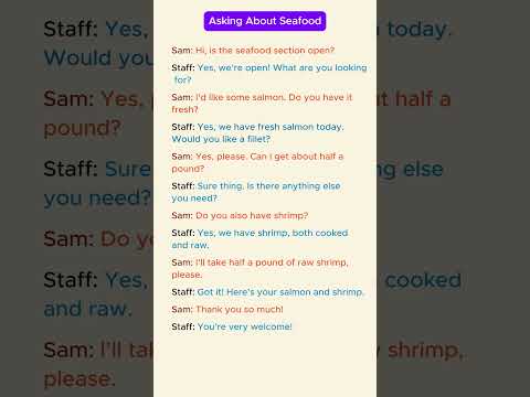 English conversation in supermarket: Asking About Seafood. #shorts  #learningenglishpractice