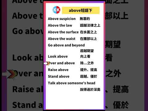 【零基礎英文短語】above短語下 #英文  #英文短語 #常見短語 #基礎英文短語 #跟讀英文單詞 #英文聽力