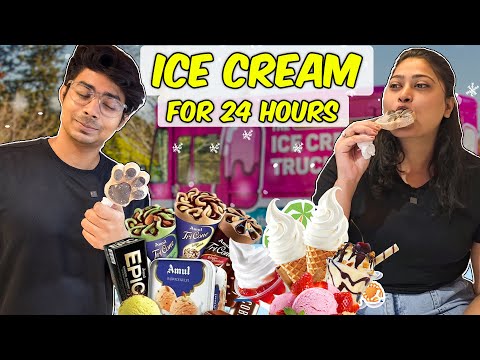 Eating Only ICE CREAM For 24 HOURS🍦🍨