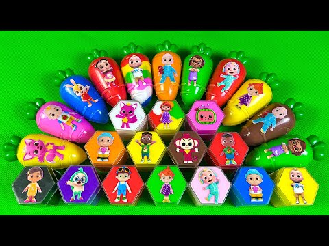 Carrot & Hexagon Clay: Finding Pinkfong, Cocomelon, Hogi Slime ! Satisfying ASMR Videos