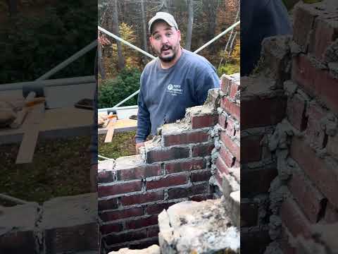 Doing a chimney and i￼t’s only still standing because of mother nature #Masonry #Brick #Chimney ￼