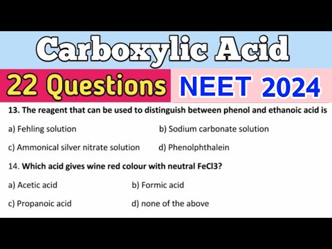 Carboxylic Acid Class 12 MCQ | Organic Chemistry | NEET Chemistry 2024 | CBSE NEET NCERT