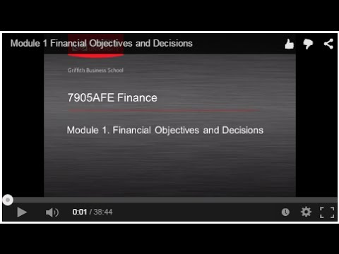 Module 1  Financial Objectives and Decisions