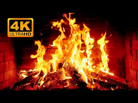 🔥 Cozy Fireplace 4K (12 HOURS). Fireplace with Crackling Fire Sounds. Fireplace Ambience